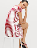 Cotton Rich Striped Mini Column Dress