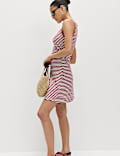 Cotton Rich Striped Mini Column Dress