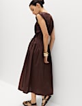 Pure Cotton Midi Waisted Dress