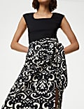 Printed Midi Wrap Skirt