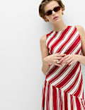 Striped Midaxi Drop Waist Dress