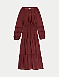 Chiffon Round Neck Midaxi Waisted Dress