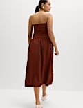 Textured Bandeau Midi Waisted Dress