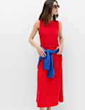Jersey Ruched Midaxi Drop Waist Dress