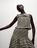 Cotton Blend Checked Midaxi A Line Skirt