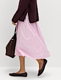 Pure Cotton Striped Midi Circle Skirt