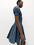 Pure Cotton Floral Mini Shirred Dress