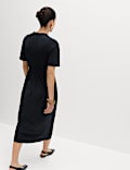 Cotton Rich Shirred Midi T-Shirt Dress