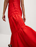Square Neck Strappy Midi Tiered Dress