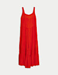 Square Neck Strappy Midi Tiered Dress