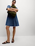 Pure Cotton Denim Mini Swing Dress