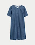 Pure Cotton Denim Mini Swing Dress