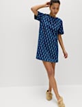 Denim Jacquard Mini T-Shirt Dress