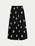 Pure Cotton Shirred Midi A-Line Skirt