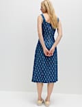 Denim Jacquard Midi Column Dress