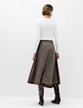 Pure Cotton Checked Midi Skirt