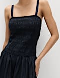 Pure Cotton Midi Shirred Cami Dress