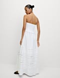 Pure Cotton Bandeau Maxi Waisted Dress