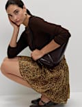Chiffon Animal Print Mini Skater Skirt