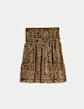 Chiffon Animal Print Mini Skater Skirt