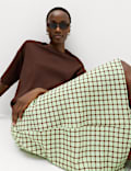 Checked Midi Straight Column Skirt