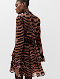 Chiffon Geometric Mini Waisted Dress