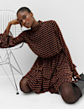 Chiffon Geometric Mini Waisted Dress