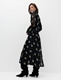Chiffon Floral High Neck Midaxi Column Dress