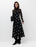 Chiffon Floral High Neck Midaxi Column Dress
