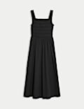 Pure Cotton Textured Midi Waisted Dress