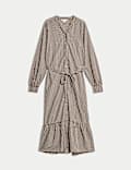 Modal Rich Checked Button Front Midi Dress