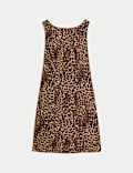 Pure Cotton Animal Print Mini Shift Dress