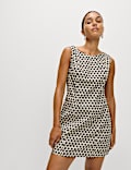 Pure Cotton Animal Print Mini Shift Dress