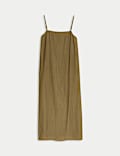 Textured Strappy Midi Cami Relaxed Dress