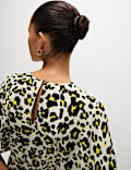 Printed Round Neck Cape Sleeve Midaxi Tea Dress