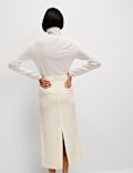 Boucle Split Back Midaxi A-Line Skirt with Wool