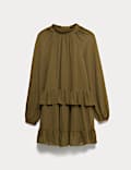 Georgette Ruffle Mini Tiered Relaxed Dress