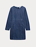 Cotton Rich Denim Mini Shift Dress