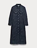 Vestido camisero a media pierna denim abotonado