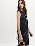 Denim Embellished Mini Shift Dress