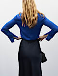 Jupe midi taille haute en satin