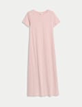 Pure Cotton Round Neck Midi T-Shirt Dress