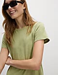 Pure Cotton Round Neck Midi T-Shirt Dress
