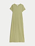 Pure Cotton Round Neck Midi T-Shirt Dress