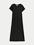 Pure Cotton Round Neck Midi T-Shirt Dress
