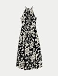 Pure Cotton Printed Halter Neck Midi Dress