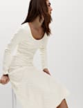 Jersey Textured Scoop Neck Midi Column Dress