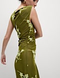 Mesh Jersey Column Midi Dress
