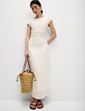 Jersey Lace Ruched Midi Column Dress