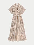 Pure Cotton Printed V-Neck Midaxi Shirt Dress